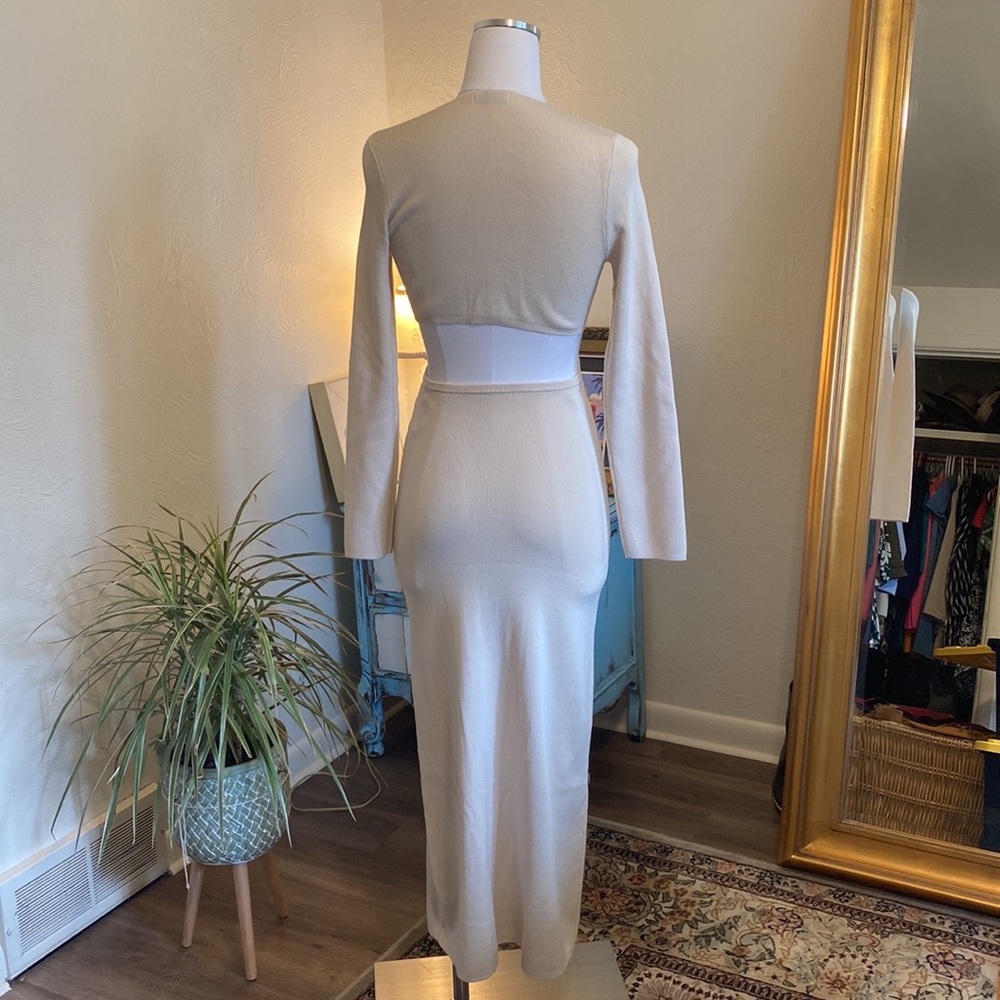 NWT Lush Clothing Cut out Knit Midi Dress - Ivory, Medium - Picture 3 of 5